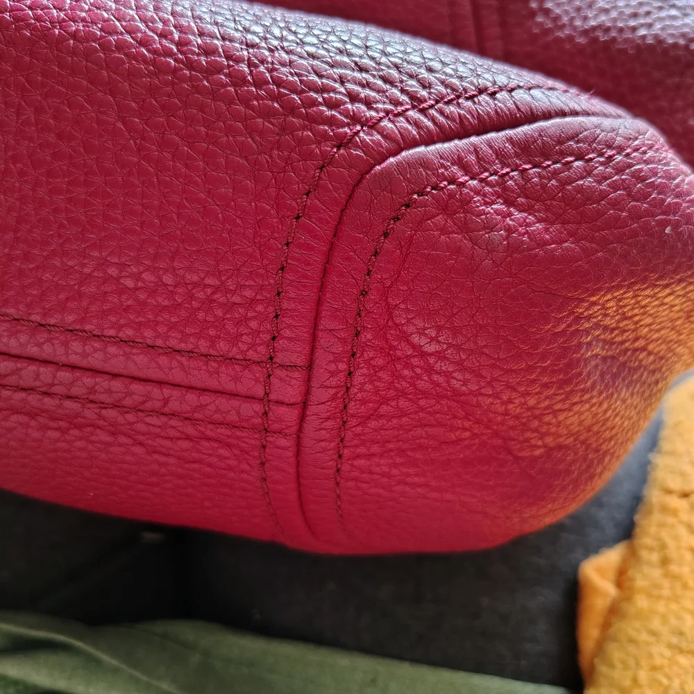 Michael Kors Red Pebbled Leather Hobo Shoulder Bag with Gold MK Logo - Picture 6 of 16